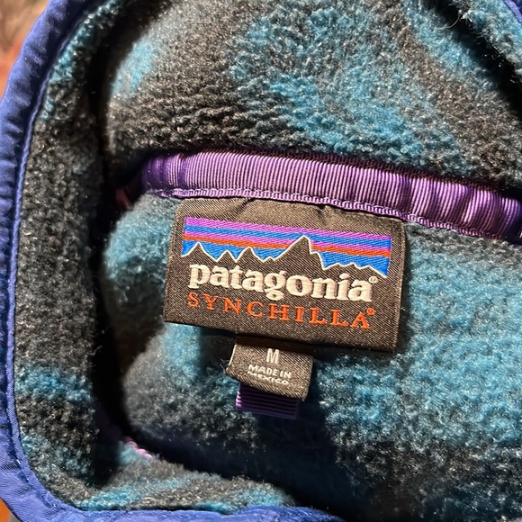 Patagonia Synchilla Snap-T Fleece Pullover Blue Forge Aztec Men’s M Women’s L - Picture 8 of 16